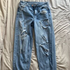 American Eagle By Payless Blue Boyfriend Jeans Distressed Relaxed Fit